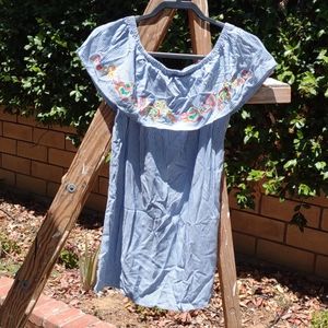 Love Fire Mini Dress Embroidery Peasant L